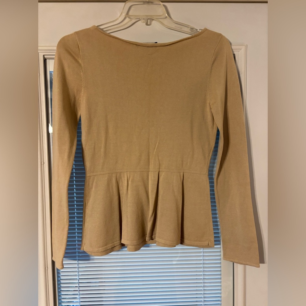 Jones New York Tan Peplum Sweater Blouse